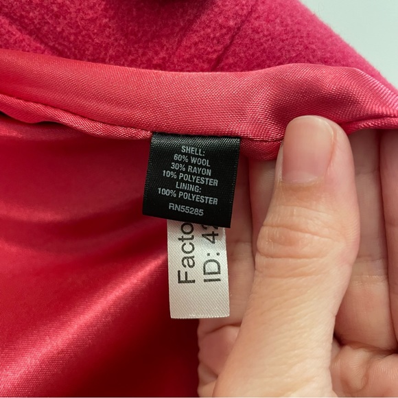 Express Hot Pink Wool Blend Peacoat Size XS - Picture 10 of 11